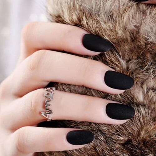 Black Matte Unas Postizas Impress Press On Nails Faux Ongles Full Cover Fake Nails With Nail Extension Supplies For Professional