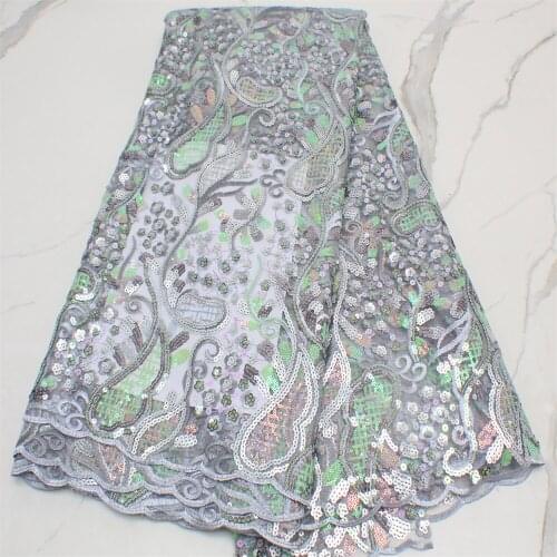 2021 New Arrival Velvet Tulle Fabric Lace Latest Nigerian Sequin Velvet Fabric 5 Yards Net Lace For Party Dress 4330B