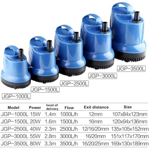 Submersible Water Pump Fish Tank Circulating Aquarium 15/20/40/55/80W 220V Fountain Hydroponic Safety Energy Save Filter