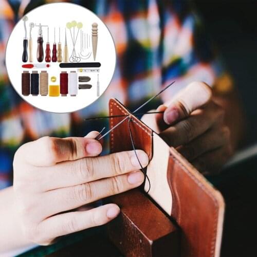 Professional Leather Craft Tools Kit Hand Sewing Stitching Punch Carving Work Saddle Leathercraft Accessories DIY Tool Set