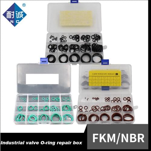 Industrial Valve Sealing O-ring Nitrile fluorine Rubber Assortment 15Size O ring NBR/FKM Seal Washer General valve set Kit Box