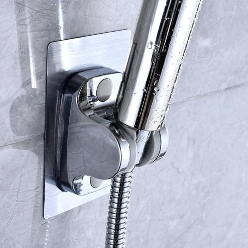 Adjustable Shower Head Holder Punch-free Chrome Wall Mounted Shower Holder Drill-free Bathroom Accessory Shower Bracket Easy Use