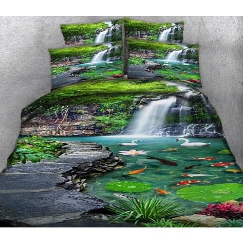 Luxury bedding sets high quality 3D bedsheet Duvet Cover Pillowcase Twin king size Queen California king Bed Linen waterfall
