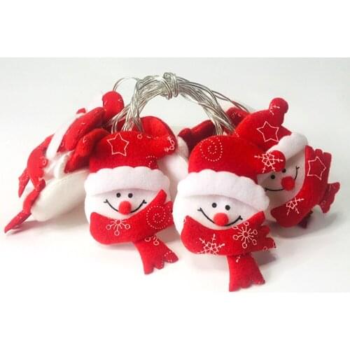 Christmas Holiday Decoration Cute Snowman Shape Battery Supply Cloth String Light