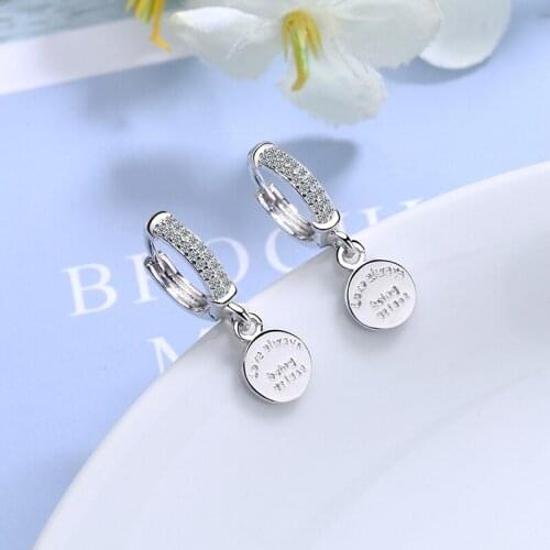 New Fashion Luxury Shiny Hoop Earrings Crystal With Round Pendants Classic Earring Huggies Love Always Earring Jewelry For Women