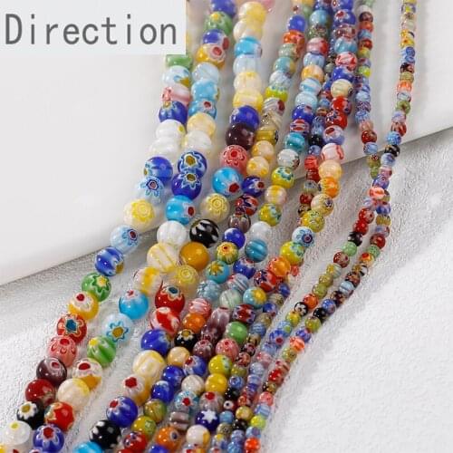 4/6/8mm Color Thousand Flower Glass Round Beads Flower Beads Loose Beads diy Handmade Bracelet Necklace Beaded Material