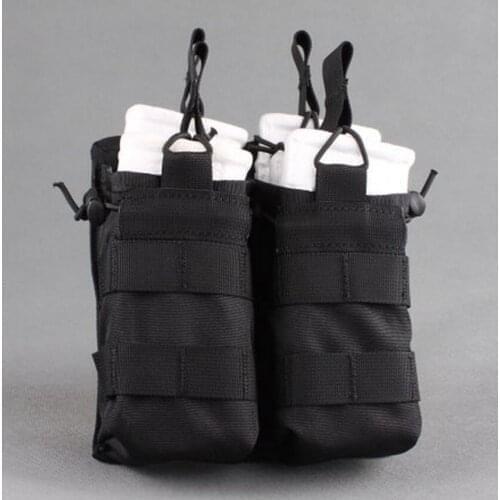 Tactical Airsoft Quick Release Black MOLLE Double Open M4 Magazine Pouch Clip Bag TMC1971