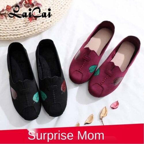 Spring Womens Shoes New Middle-Aged and Elderly ins Pumps Slip-on Breathable Mesh Ladies Walking Soft Bottom Non-Slip Mom Shoes