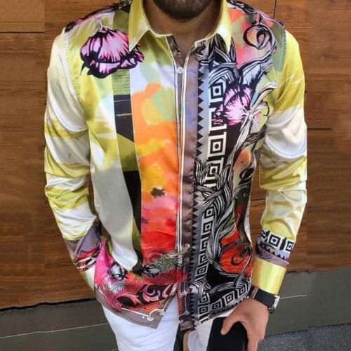 Vintage Colorful Turn-down Collar Men Autumn Top for Going Out Casual