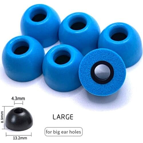 2pcs Memory Foam Ear Tips ear pad 4.5mm core with buckle blue for TWS in-ear earphone 4.5mm-5.5mm headset isolation noise eartip