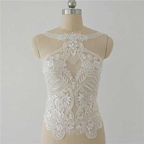 Neckline beaded embroidery applique haute couture wedding dress patch set hanging neck luxury lace DIY accessories