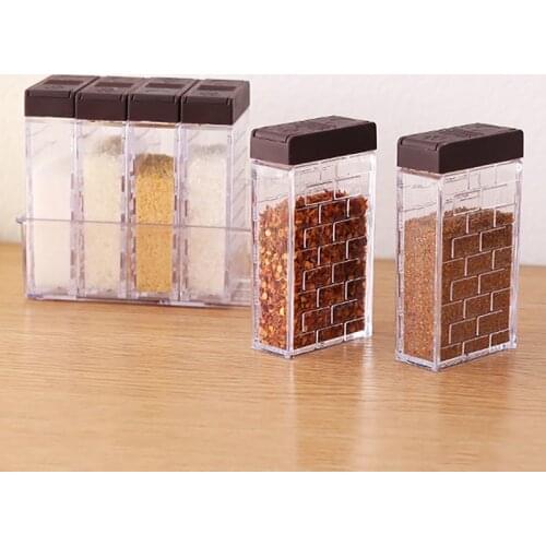 Kitchen Seasoning Box Jar Transparent Salt Pepper Spice Storage Bottle Salt Condiment Cruet Storage Box Containers small tools