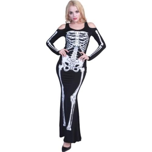 Womens 3D Skeleton Halloween Costumes Cosplay Jumpsuit Bodysuit