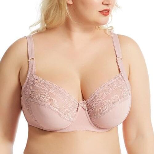 V-neck Full Coverage Plus Size Bra Womens Non Padded Underwire Minimizer Bra 36 38 40 42 44 46 48 50 B C D DD E