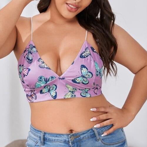 AIIOU 2021 Summer Women Tank Top Fashion Sexy Butterfly Print Bra Comfortable Bralette Female Strap Wrapped Chest Shirt Top Bras