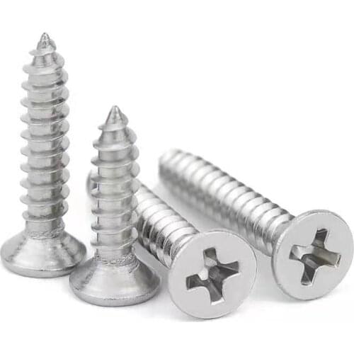 10/50pcs 304 A2-70 stainless steel Cross Phillips Flat Countersunk Head Self-tapping Wood Screw M3.5 M3.9 M4.2 M4.8 M5.5 M6.3