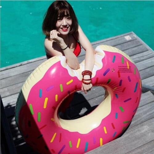 108CM Inflatable Donut Swimming Ring Pool Floats Adult Super Large Gigantic Doughnut Pool Inflatable Life Buoy Swimming Circle