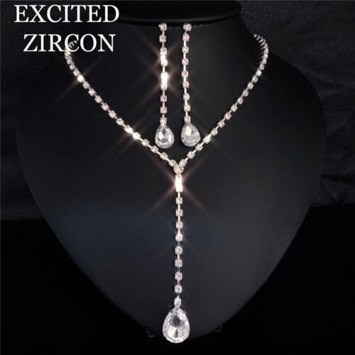 2020 bling exquisite rhinestone crystal necklace earrings women luxury fashion jewelry bridal wedding accessories party gift