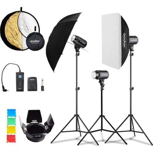 750W GODOX 3x 250W E250 Compact Flash Strobe Studio Lighting Head Kit
