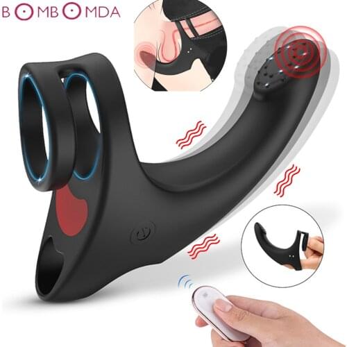 9 Modes Vibrating Penis Massager Ring Dildo Sex Toys for Men Scrotum Massager Male Chastity Cage Testicle Bondage Vibrators