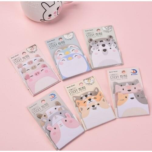 90 Sheets Cute Cartoon Animal Sticky Notes Memo Pad Bookmarks Scheduler Paper Message Memo Sticker Stationery