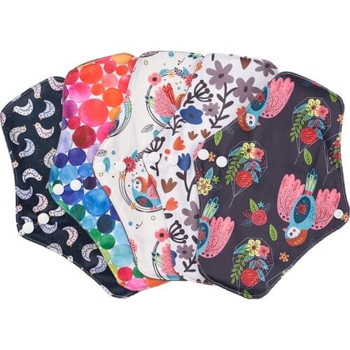 ALINAPPY 5PC Bamboo Charcoal Sanitary Pads Regular Flow pads Reusable Health Hygiene Feminina Menstrual Cloth Maternity Pad