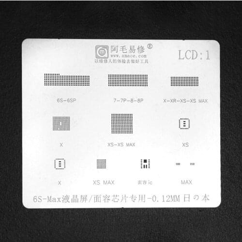 Amaoe Display IC FACE IC BGA Reballing Stencil LCD Screen BGA Reballing Solder Tin Plant for iPhone 6s 7 7P 8 8P X XS XR XS-max