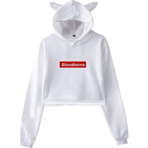 Bloodborne spring new hot Kawaii cat ear cotton hoodie casual all-match pullover loose hoodie comfortable short sexy hoodie hots