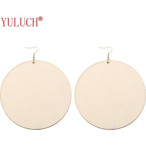 YULUCH Exaggerated Ethnic Design Natural Wooden 10cm Large Round Pendant for African Fashion Womens Earrings Jewelry Gifts