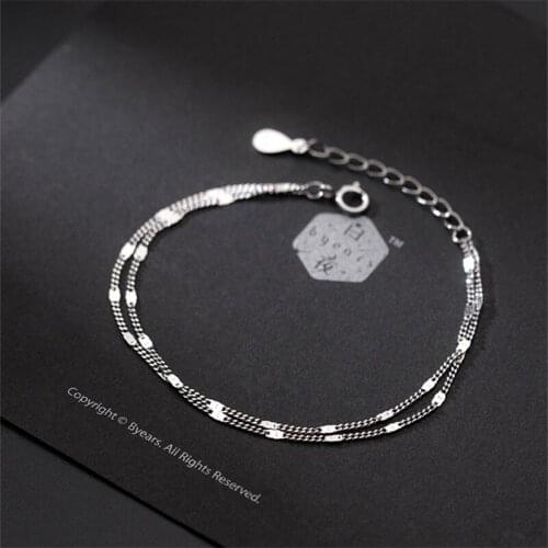 925 Sterling Silver Adjustable Size Bracelet &Bangle For Women Double Layer Clavicle Chain Elegant Party Jewelry sl069