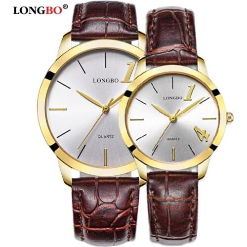LONGBO Women Men Quartz Wristwatches Lover Watches Leather Strap Waterproof Reloj Hombre Relogio Masculino Gift