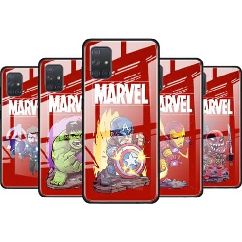 Marvel hero cute cartoon for Samsung Galaxy S21 Ultra A71 A51 4G 5G A91 A81 A41 A31 A21 A11 A01 Tempered Glass Phone Case