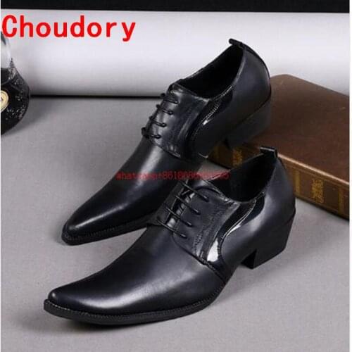 Choudory men shoes luxury brand wedding dress genuine leather shoes men high heels breathable casual groom shoes plus size