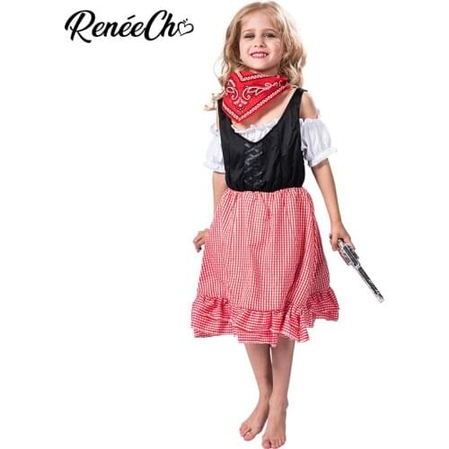 Kids Costume Halloweens Child Cowgirl Sweetie Costume Girls Plaid Princess Dress For Party Halloween Costumes For Girls Original