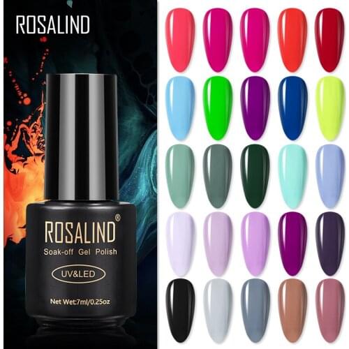 ROSALIND Neon Gel Polish varnishes Hybrid Nails For Manicure 7ML Semi Permanent Soak off Primer Base Top Coat Gel Nail Polish