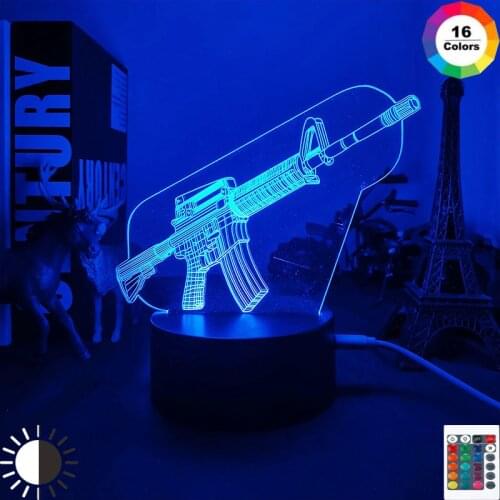 Game Weapon M4 Night Light Led Touch Sensor Color Changing Nightlight for Study Bed Room Deco Kids Boys Child Birthday Gift Lamp