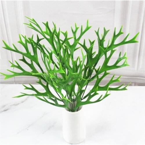 Artificial Plant Flocking Tropical Antlers Leaf Background Decoration Flower Arranging Accessories Fake Leaf Home Party Decor