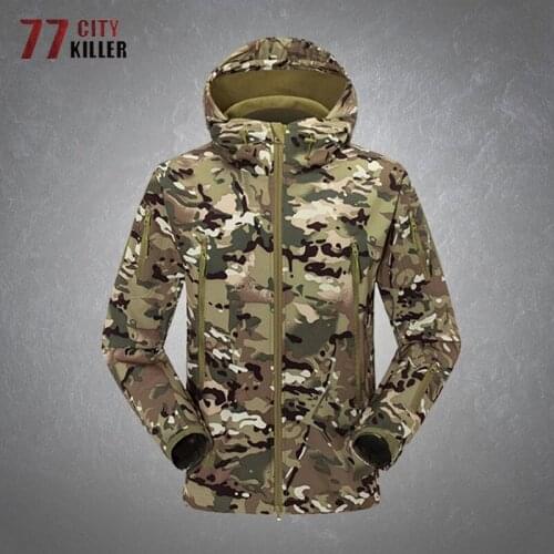 Camouflage Tactical Soft Shell Jacket Men Fleece Warm Windproof Waterproof Coats Male Outdoor Wearable Military Mens Jackets