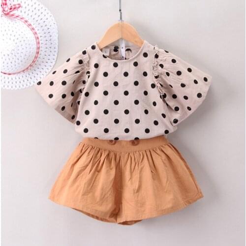 Summer Children Clothes Suit Baby Girls Cartoon Polka Dot T Shirt Shorts 2Pcs/sets Kids Infant Lovely Casual Clothing 3-6 Years