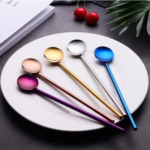 Creative Beverage Sand Ice Mixing Spoon 304 Stainless Steel Straw Spoon Mate Teaspoon Coffee Spoon Drinking Straw SN1748