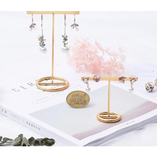Metal Earrings Display Stand Gold Earrings Display Rack T-Shape Earrings Showcase