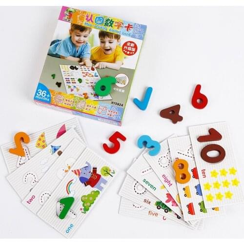 Fly AC Toy - Numbers Cards Set - Wooden Numbers Animal Card Matching Puzzle Game Montessori Educational Toys Gift for Toddlers
