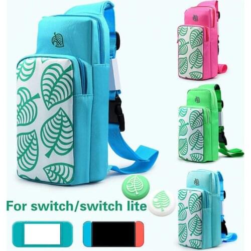 Portable Leaf Pattern Nylon Cloth Anti-Scratch Game Console Storage Bag Switch Shoulder Bag For Nintendo Switch Game Accessories