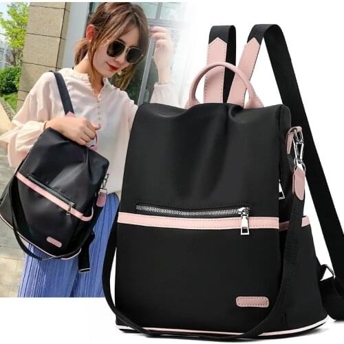 2021 Casual Oxford Backpack Women Black Waterproof Nylon School Bags for Teenage Girls High Quality Fashion Travel Tote Packbag