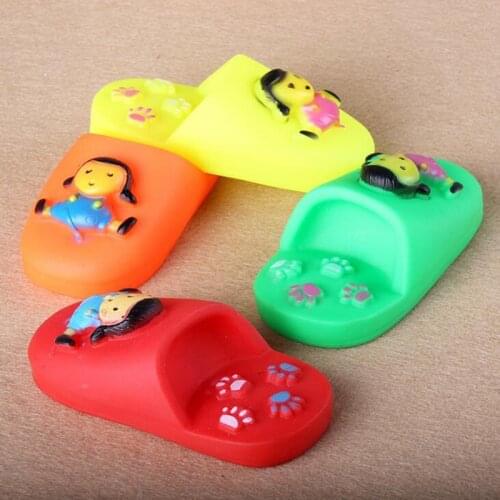 Dog Toys Rubber Shoes Slipper Squeak Toys Cute Girl Pattern Pet Supplies Pets Healthy Funny Dog Chew Toys