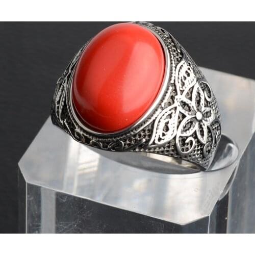 Luxury Turkish Jewellery Stainless Steel Rings For Men with Natural Stone Retro Vintage In Fijne Sieraden Drop shipping