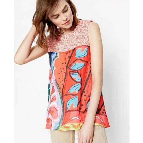 Spanish style sleeveless chiffon shirt
