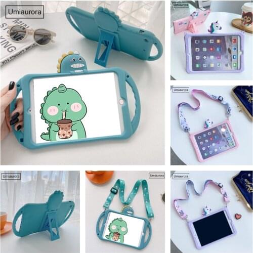 Cartoon Unicorn Kids Silicon Tablet Case For Samsung Tab A 8.0 2019 SM T295 A7 10.4 2020 T505 T500 SM-T505 SM-T500 Cover + Strap