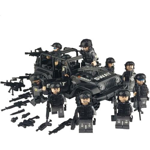 Military Special Forces Soldiers Bricks Figures Guns Weapons Compatible Armed SWAT Building Blocks Kids Toys