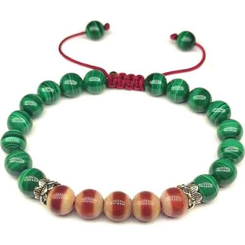 8mm Beads Natural Malachite Onyx S925 Lotus accessories Braided Bracelet Woven Female Amulet Bracelet Free Shipping